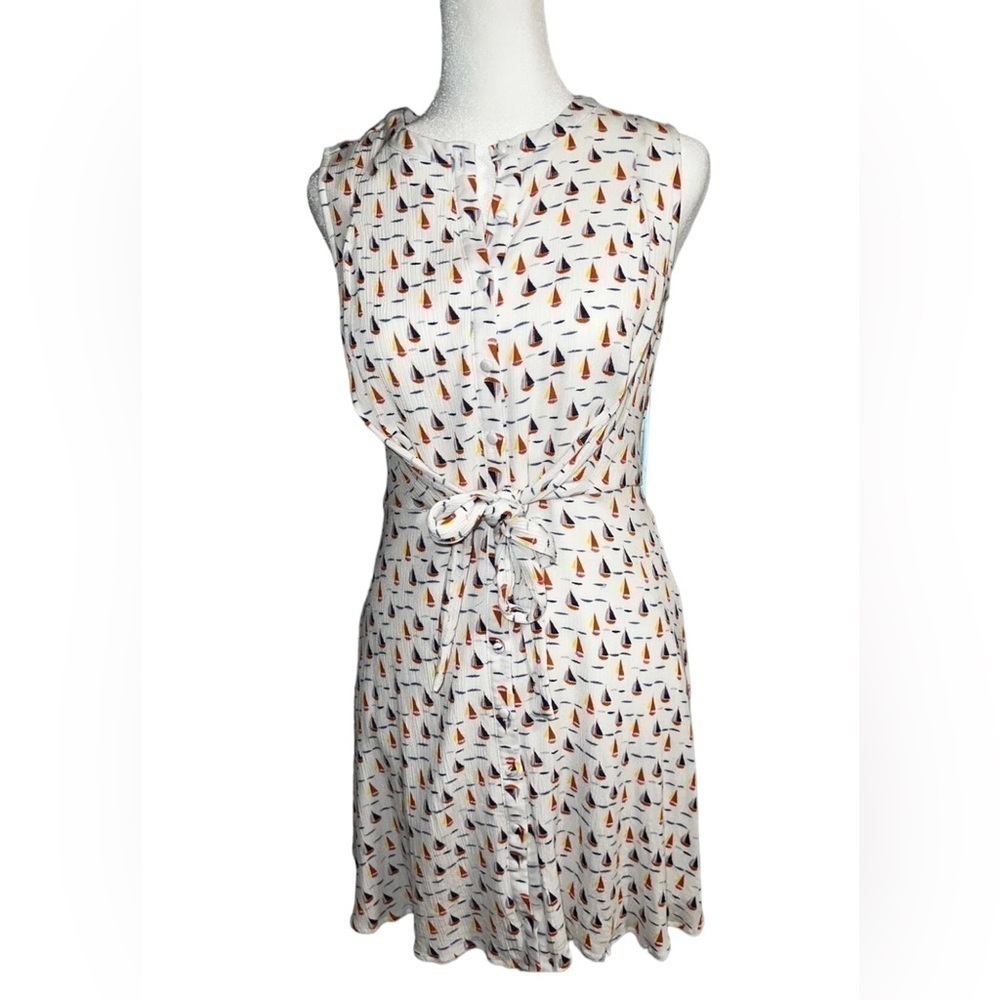 Doe & Rae Size M Sailor Sail Boat Tie Front Sleeveless Dress